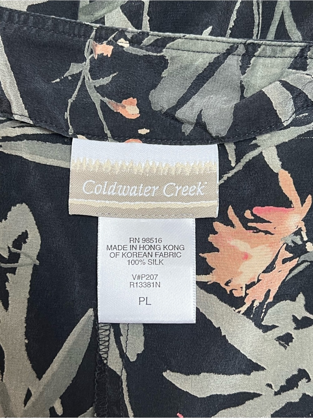 Coldwater Creek Tropical Floral Silk Wrap Shirt Size PL - Picture 8 of 8